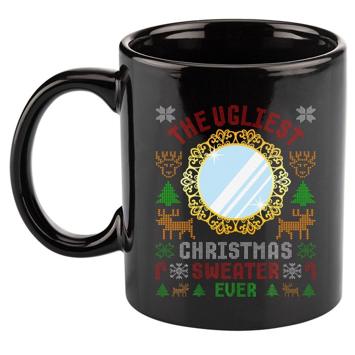 The Ugliest Christmas Sweater Ever With An Image Of A Mirror 11oz C Handle Ceramic Mug