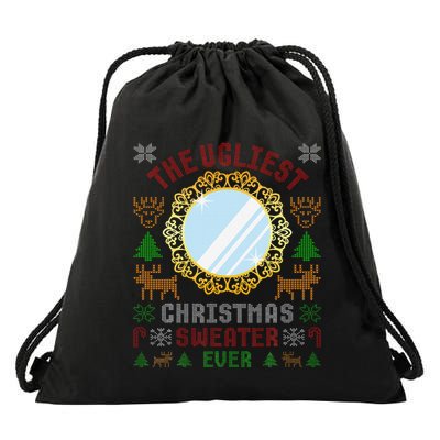 The Ugliest Christmas Sweater Ever With An Image Of A Mirror Drawstring Bag