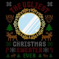 The Ugliest Christmas Sweater Ever With An Image Of A Mirror Drawstring Bag