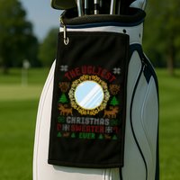 The Ugliest Christmas Sweater Ever With An Image Of A Mirror Golf Towel
