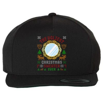 The Ugliest Christmas Sweater Ever With An Image Of A Mirror Wool Snapback Cap