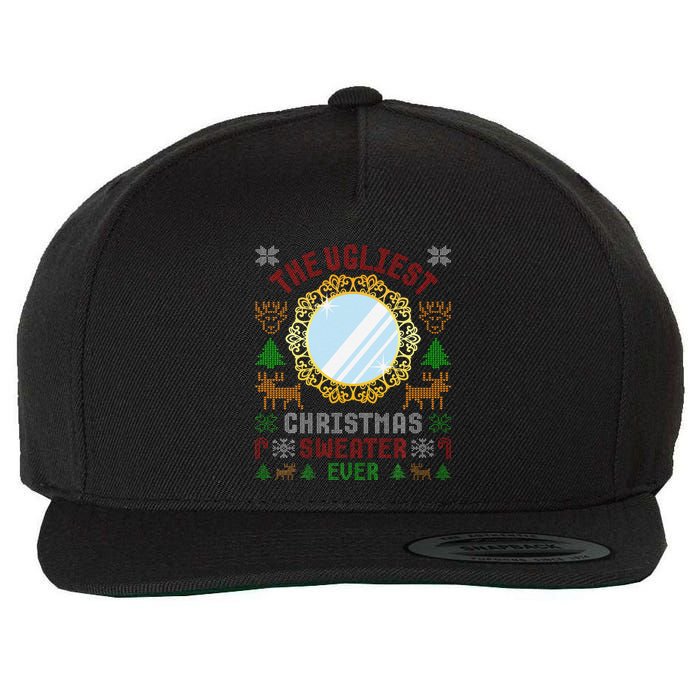 The Ugliest Christmas Sweater Ever With An Image Of A Mirror Wool Snapback Cap