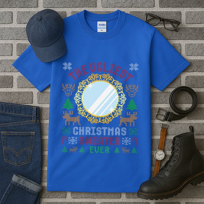 The Ugliest Christmas Sweater Ever With An Image Of A Mirror Tall T-Shirt