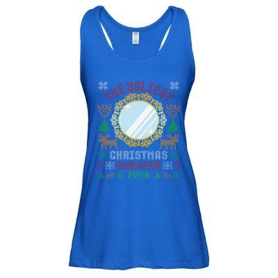 The Ugliest Christmas Sweater Ever With An Image Of A Mirror Ladies Essential Flowy Tank