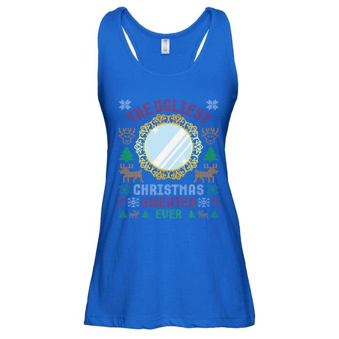 The Ugliest Christmas Sweater Ever With An Image Of A Mirror Ladies Essential Flowy Tank