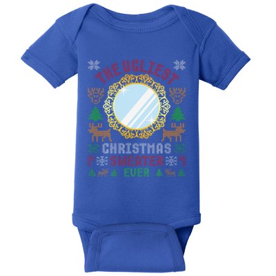 The Ugliest Christmas Sweater Ever With An Image Of A Mirror Baby Bodysuit