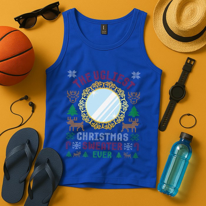 The Ugliest Christmas Sweater Ever With An Image Of A Mirror Tank Top