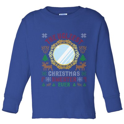 The Ugliest Christmas Sweater Ever With An Image Of A Mirror Toddler Long Sleeve Shirt