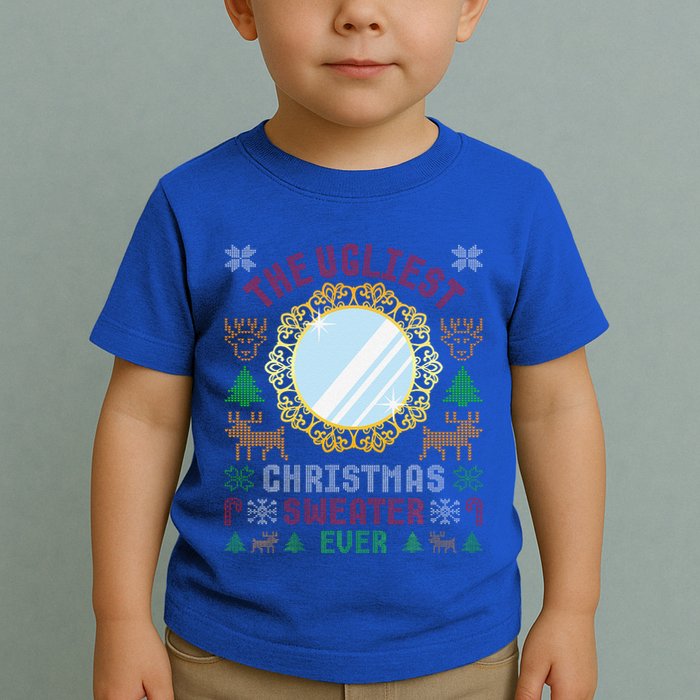 The Ugliest Christmas Sweater Ever With An Image Of A Mirror Toddler T-Shirt