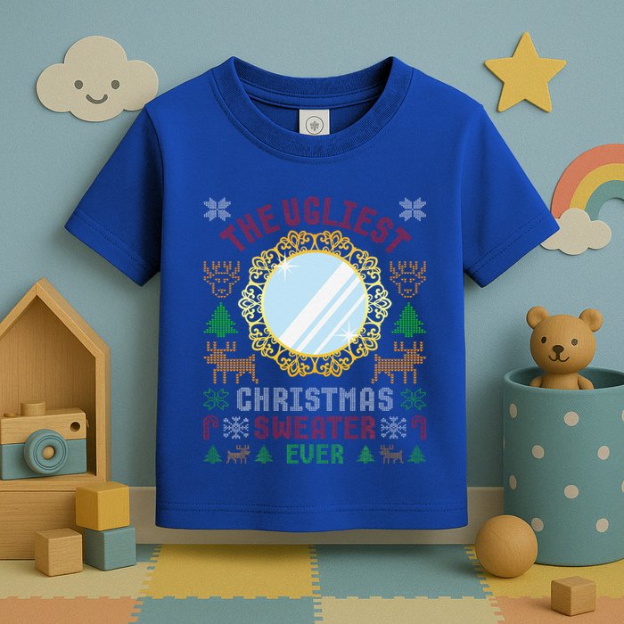The Ugliest Christmas Sweater Ever With An Image Of A Mirror Toddler T-Shirt