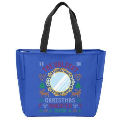 The Ugliest Christmas Sweater Ever With An Image Of A Mirror Zip Tote Bag