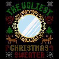 The Ugliest Christmas Sweater With An Image Of A Mirror Button