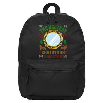 The Ugliest Christmas Sweater With An Image Of A Mirror 16 in Basic Backpack