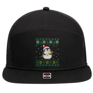 Trombone Ugly Christmas Sweater Penguin Xmas Family Matching Cool Gift 7 Panel Mesh Trucker Snapback Hat