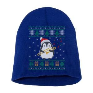 Trombone Ugly Christmas Sweater Penguin Xmas Family Matching Cool Gift Short Acrylic Beanie