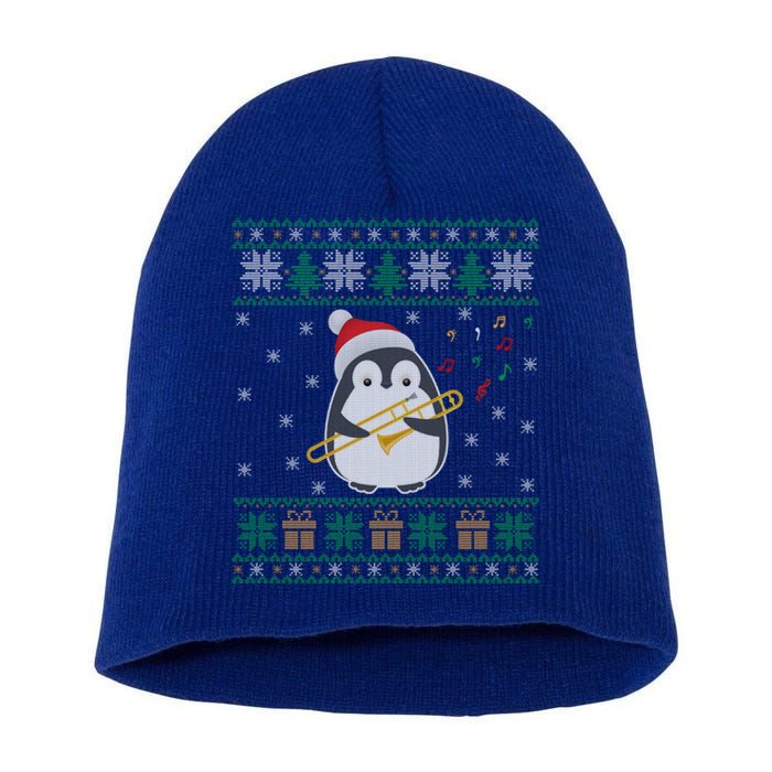 Trombone Ugly Christmas Sweater Penguin Xmas Family Matching Cool Gift Short Acrylic Beanie