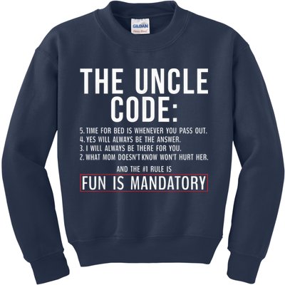 The Uncle Code Fun ins Mandatory Family Brother Uncle Kids Sweatshirt