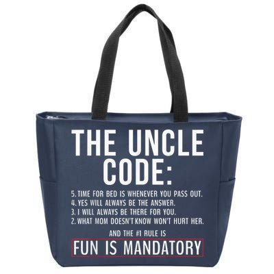 The Uncle Code Fun ins Mandatory Family Brother Uncle Zip Tote Bag