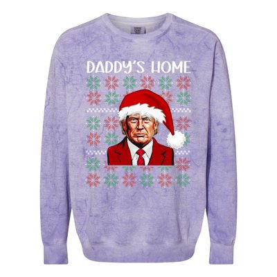 Trump Ugly Christmas DaddyS Home Funny Daddys Home Great Gift Colorblast Crewneck Sweatshirt