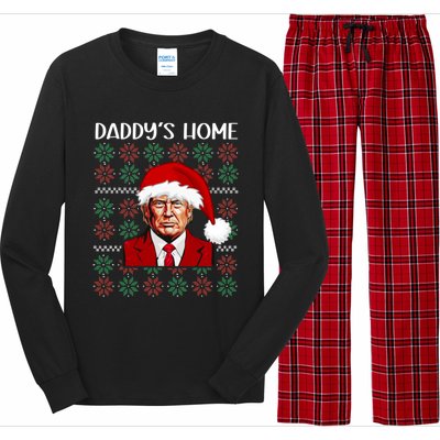 Trump Ugly Christmas DaddyS Home Funny Daddys Home Great Gift Long Sleeve Pajama Set