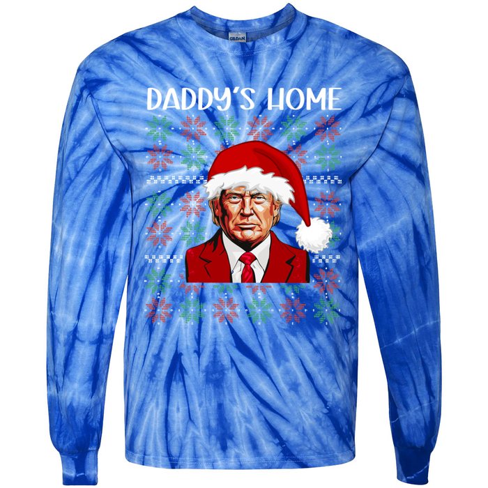 Trump Ugly Christmas DaddyS Home Funny Daddys Home Great Gift Tie-Dye Long Sleeve Shirt