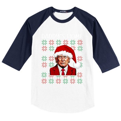 Trump Ugly Christmas DaddyS Home Funny Daddys Home Great Gift Baseball Sleeve Shirt