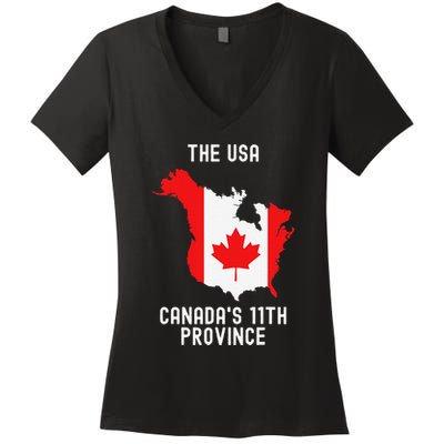 The Usa Canada’S 11th Province Funny .Png Women's V-Neck T-Shirt