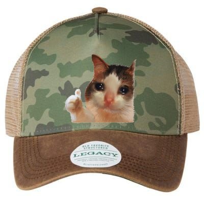 Thumbs Up Crying Cat Meme Cat Crying Thumps Up Memes Sad Cat Legacy Tie Dye Trucker Hat