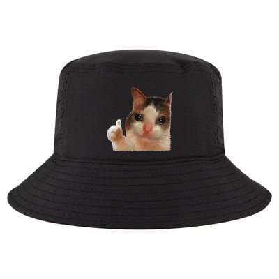 Thumbs Up Crying Cat Meme Cat Crying Thumps Up Memes Sad Cat Cool Comfort Performance Bucket Hat