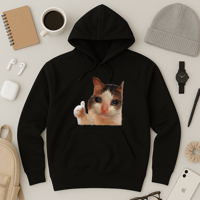 Thumbs Up Crying Cat Meme Cat Crying Thumps Up Memes Sad Cat Hoodie