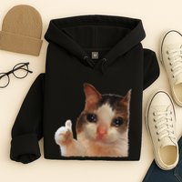 Thumbs Up Crying Cat Meme Cat Crying Thumps Up Memes Sad Cat Hoodie