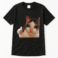 Thumbs Up Crying Cat Meme Cat Crying Thumps Up Memes Sad Cat Tall T-Shirt