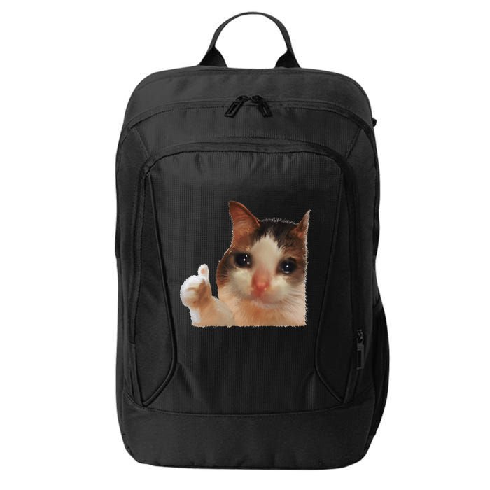 Thumbs Up Crying Cat Meme Cat Crying Thumps Up Memes Sad Cat City Backpack
