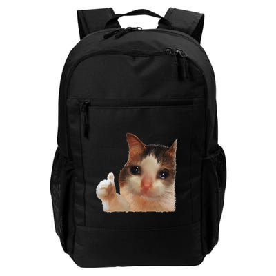 Thumbs Up Crying Cat Meme Cat Crying Thumps Up Memes Sad Cat Backpack
