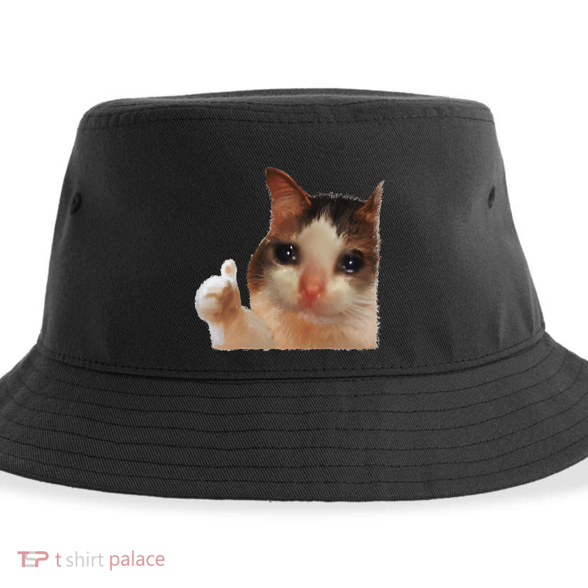 Thumbs Up Crying Cat Meme Cat Crying Thumps Up Memes Sad Cat Sustainable Bucket Hat