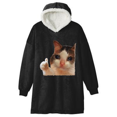 Thumbs Up Crying Cat Meme Cat Crying Thumps Up Memes Sad Cat Hooded Wearable Blanket