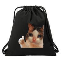 Thumbs Up Crying Cat Meme Cat Crying Thumps Up Memes Sad Cat Drawstring Bag