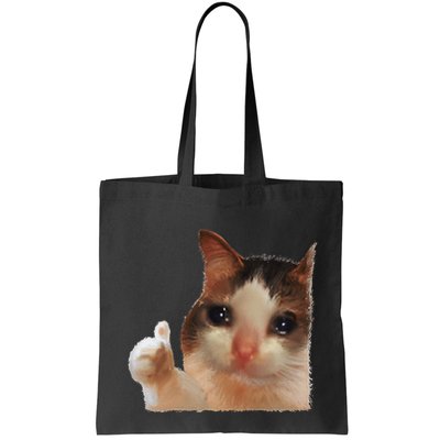 Thumbs Up Crying Cat Meme Cat Crying Thumps Up Memes Sad Cat Bag