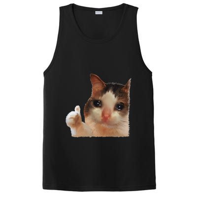 Thumbs Up Crying Cat Meme Cat Crying Thumps Up Memes Sad Cat PosiCharge Competitor Tank