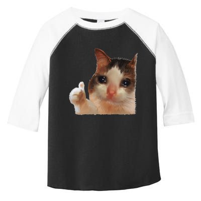 Thumbs Up Crying Cat Meme Cat Crying Thumps Up Memes Sad Cat Toddler Fine Jersey T-Shirt