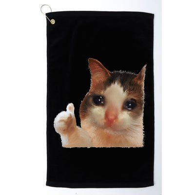 Thumbs Up Crying Cat Meme Cat Crying Thumps Up Memes Sad Cat Golf Towel
