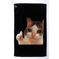 Thumbs Up Crying Cat Meme Cat Crying Thumps Up Memes Sad Cat Golf Towel