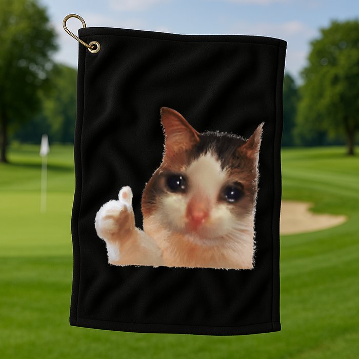 Thumbs Up Crying Cat Meme Cat Crying Thumps Up Memes Sad Cat Golf Towel