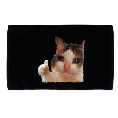 Thumbs Up Crying Cat Meme Cat Crying Thumps Up Memes Sad Cat Microfiber Hand Towel