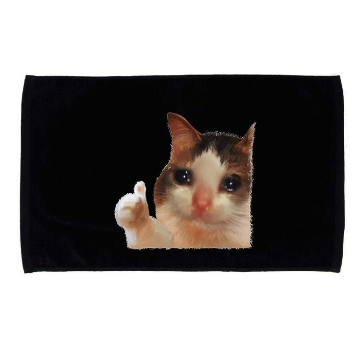 Thumbs Up Crying Cat Meme Cat Crying Thumps Up Memes Sad Cat Microfiber Hand Towel