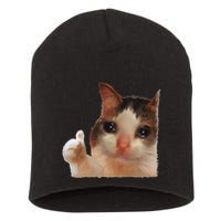 Thumbs Up Crying Cat Meme Cat Crying Thumps Up Memes Sad Cat Short Acrylic Beanie