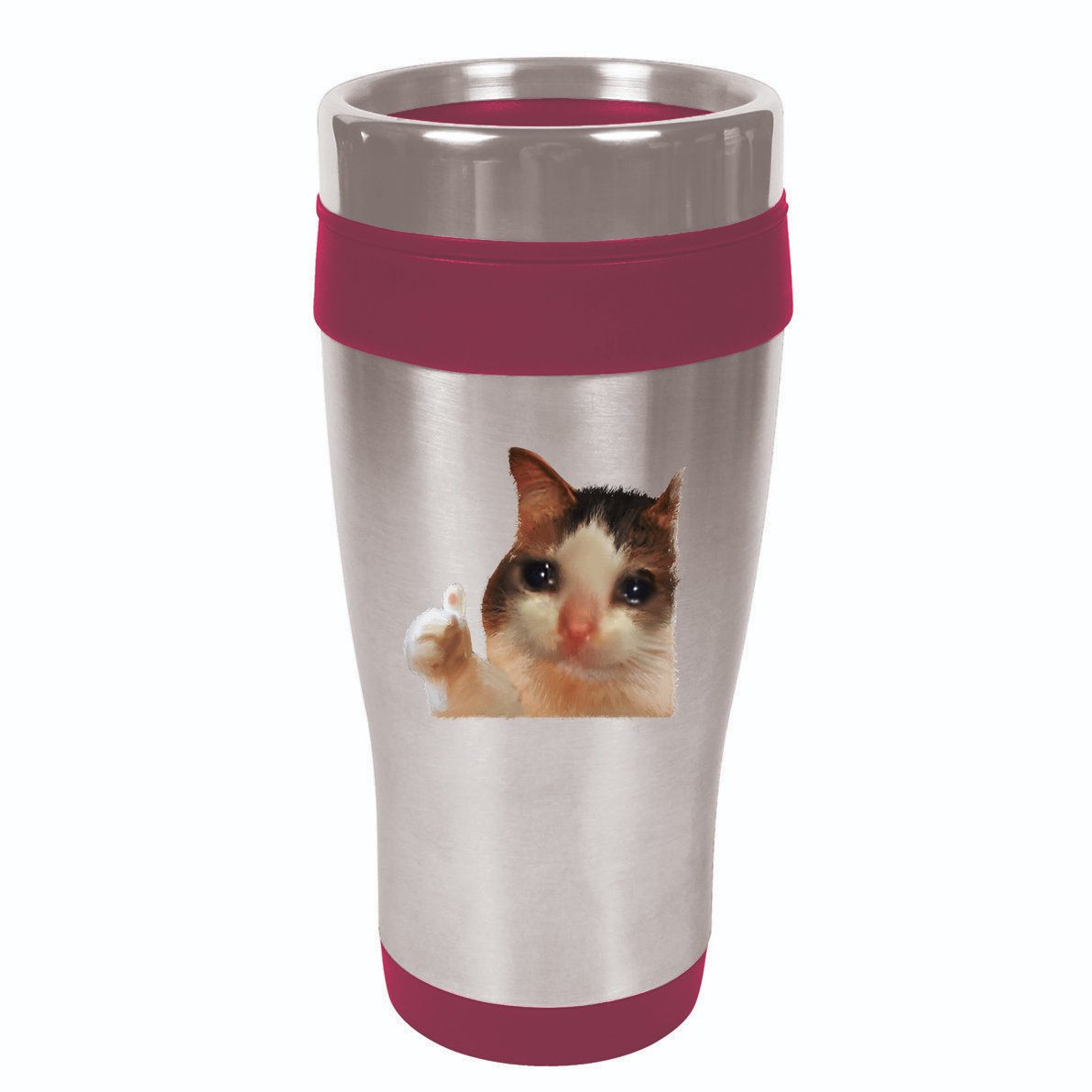 Thumbs Up Crying Cat Meme Cat Crying Thumps Up Memes Sad Cat 16oz Travel Tumbler