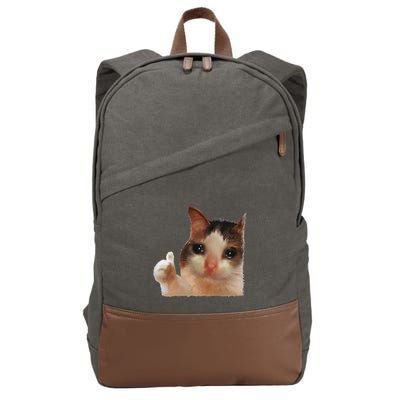 Thumbs Up Crying Cat Meme Cat Crying Thumps Up Memes Sad Cat Cotton Canvas Backpack