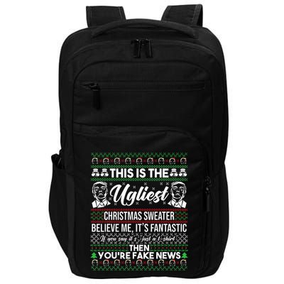 Trump Ugly Christmas Sweater Impact Tech Backpack