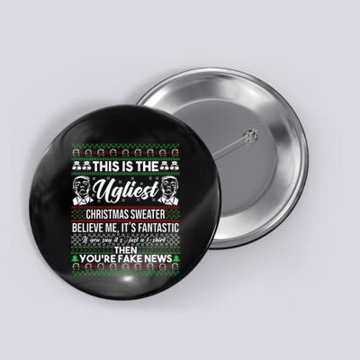 Trump Ugly Christmas Sweater Button